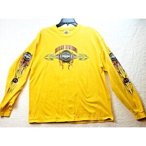 Vtg 2004 Harley Davidson Long Sleeve Yellow Graphic Shirt XL Las Vegas Nevada